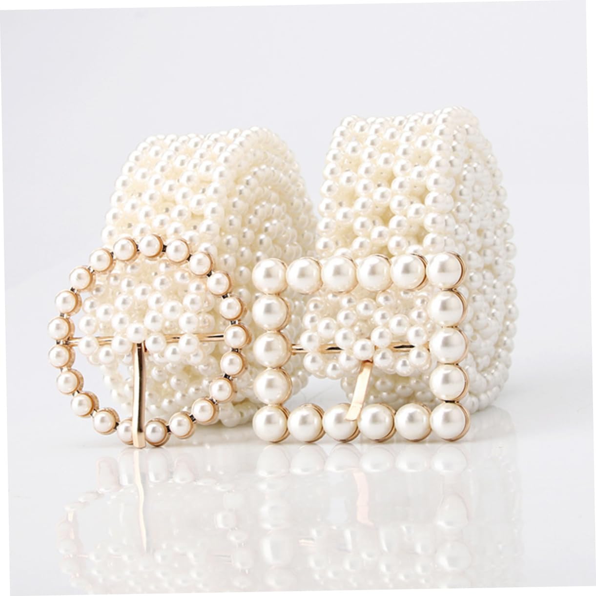 2piezas Cinturón Elástico De Mujer Cuentas De Perlas Diseño Elegante y Atractivo Para Vestidos y Ocasiones Especiales