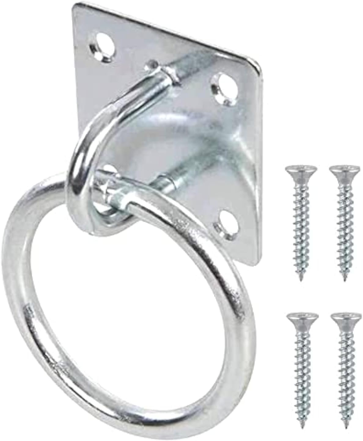 TERF® Heavy Duty Security Ring on Plate Hooks 50mm Pad Eye Plate with Hole Ceiling Hook Wall Mount Hook with Screws for Wall Ceiling Hanging - Pack of 1