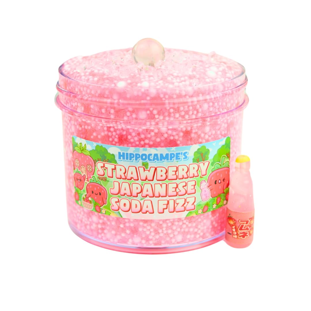 Strawberry Japanese Soda Fizz Slime (SCENTED) | Handmade Slime | Hippocampe Slimes (4OZ)