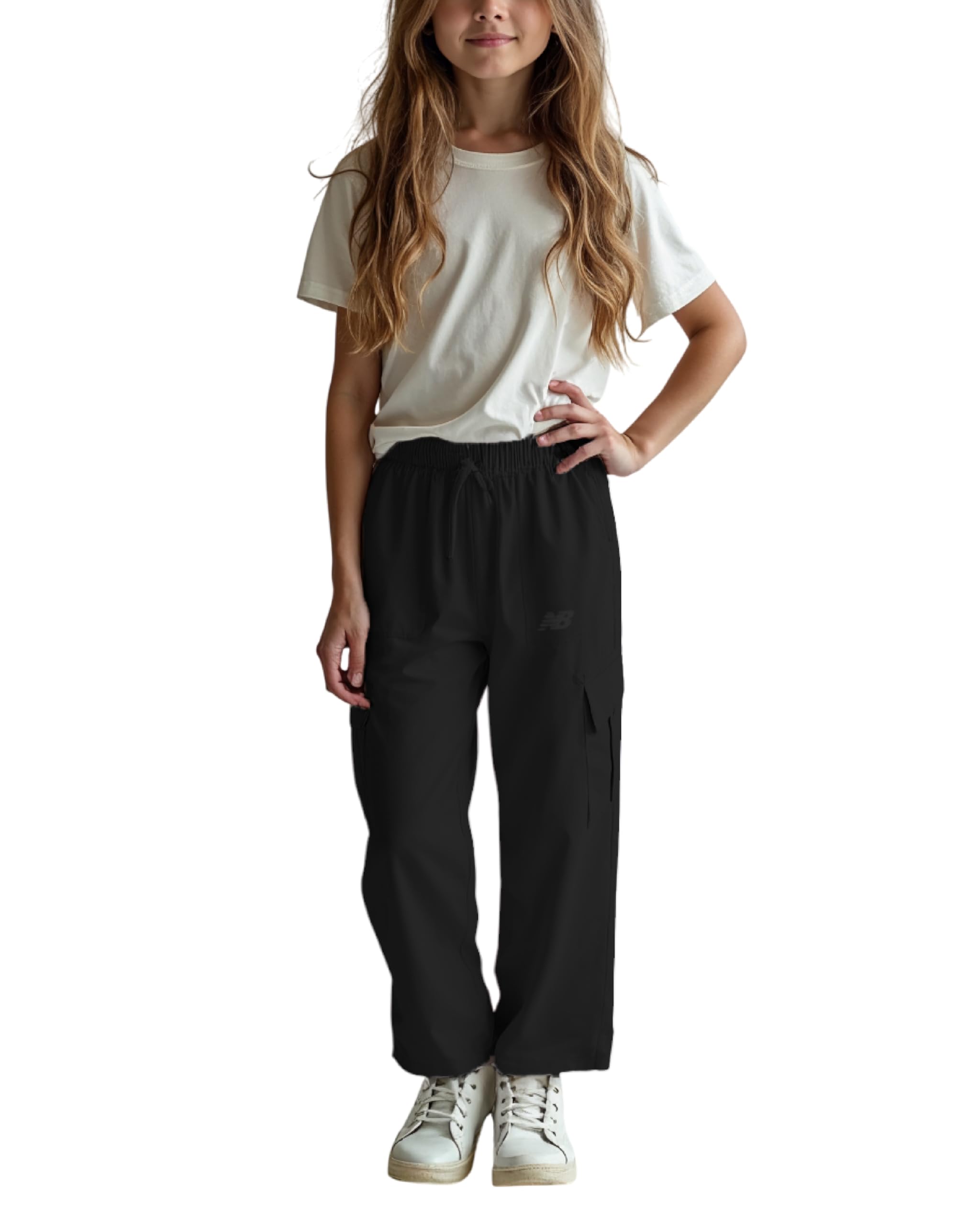 Girls Stretch Woven Wide Leg Joggers, Cargo Pants (7-16)