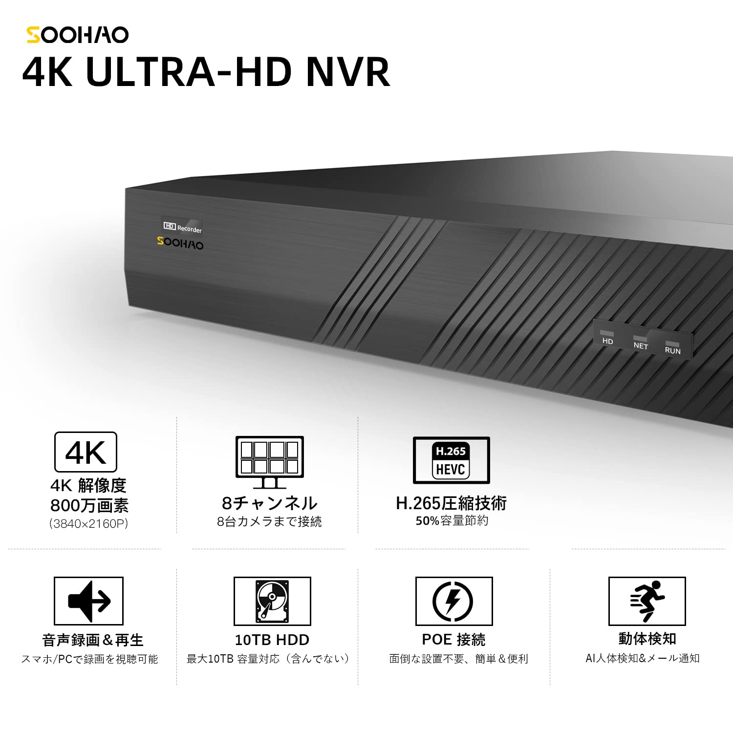 Amazon | SOOHAO 防犯レコーダー 防犯録画機 NVRビデオレコーダー 防犯 