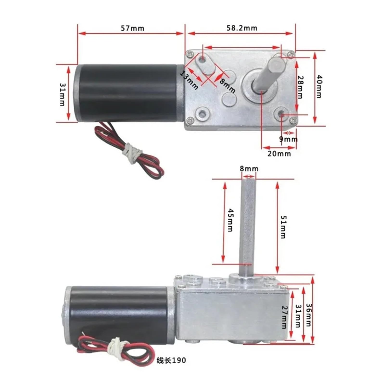 Motorreductor 12V~24/7RPM~470RPM Motor de CC de engranaje helicoidal de alta potencia y alto par(27rpm,24V)