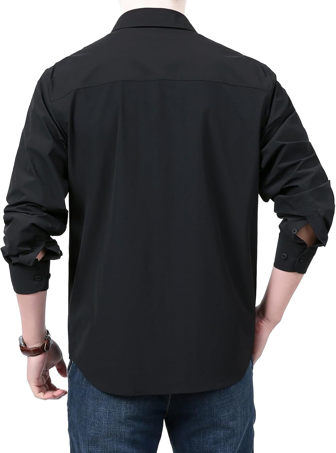 Men's Long Sleeve Work Shirt 3 Pockets UPF50+ Protection Lightweight Moisture Wicking Quick Dry Button Up S-XXL