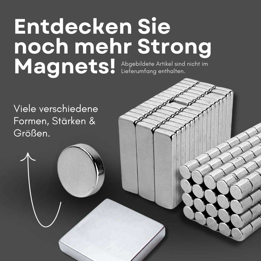 Strong Magnets Neodym Magnet - Rund 12 x 10 mm - 100 Stück - Extra stark, hält bis 5,6 kg - Für Magnettafel, Kühlschrank, Whiteboard, Pinnwand, Büro
