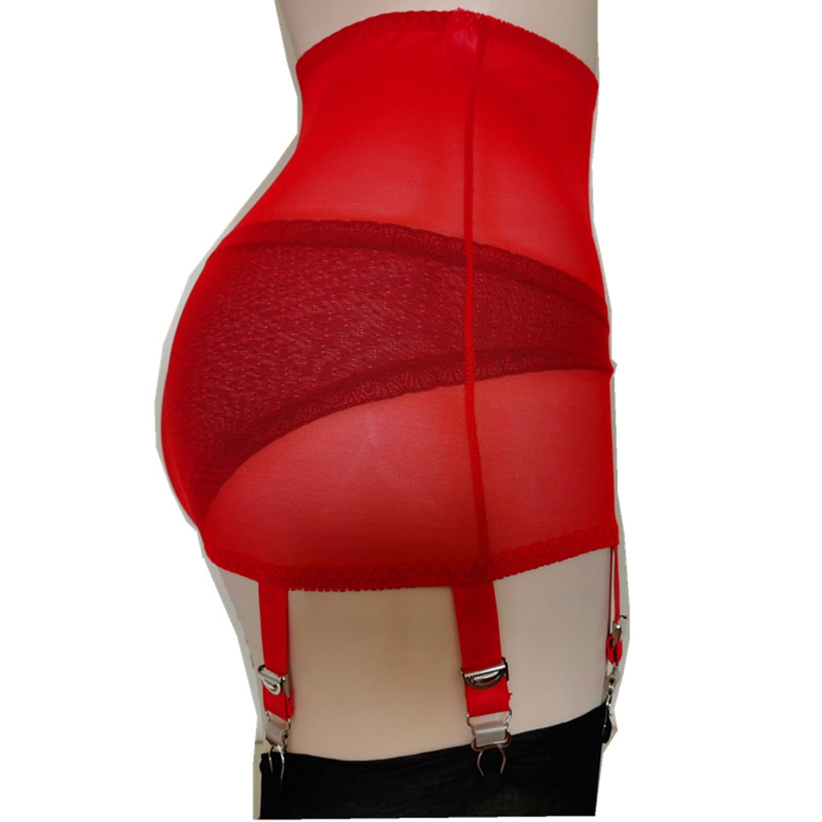 Liguero de Cintura Alta con Clip de Metal Ajustable Lencería de Malla Transparente con Sujetadores de Correa, Ligas de Novia de Nylon Elástico para Mujeres
