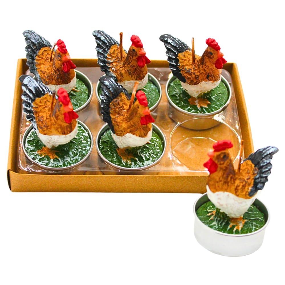 Chicken Tea Light Candle Figure Candle Set of 6 Chicken Dimensions 4 x 4 x 7 cm