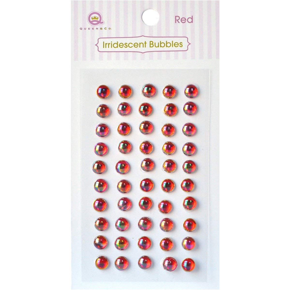 Queen & Co Iridescent Bubbles Dots Self-Adhesive 50/Pkg-Red, Other, Multicoloured, 7.01x13x0.3 cm