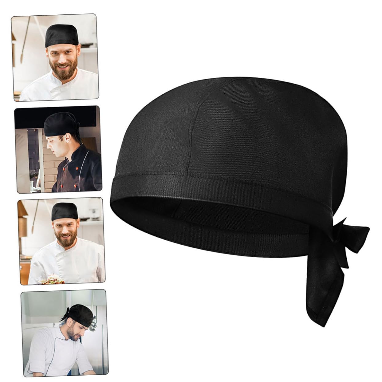 PartyKindom Cappello da Cucina Nero in Cotone 10 Pezzi, Unisex | Design Semplice e Creativo, Comodo da Indossare, per Cuochi e Camerieri