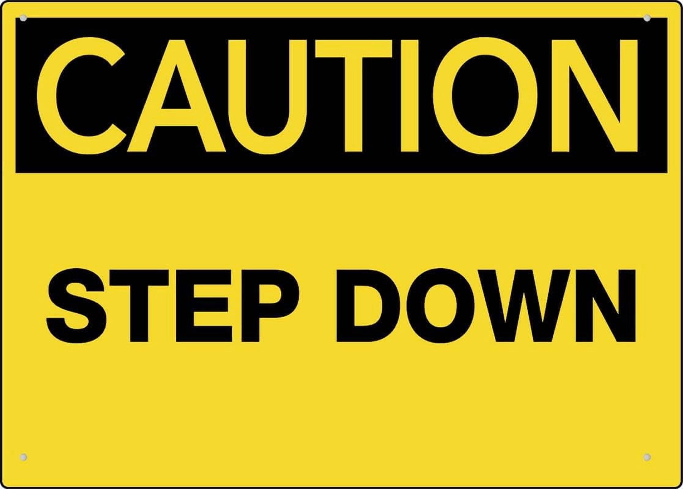 (2-Pack) Metal Tin Sign Caution Step Down Sign 8 X 12 Inches Rust Free - Uv Protected, Waterproof, Weatherproof And Fade Resistant