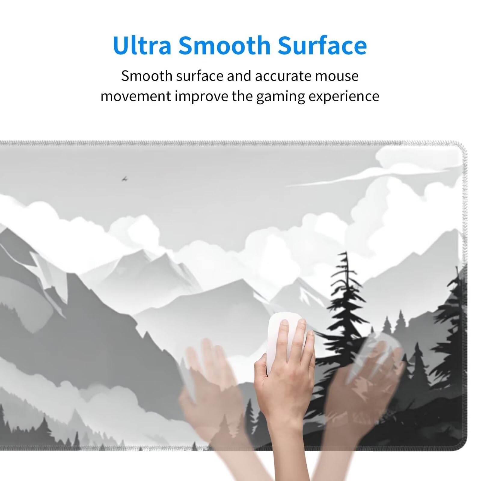 Tappetino Mouse, Tappetino Mouse Gaming Grande XXL 1500x800x3mm Tappetino Scrivania Mouse Pad, Base in Gomma Antiscivolo, Bordi Cuciti,Lavabile, Mousepad per Ufficio e Gaming (catena montuosa) R-582
