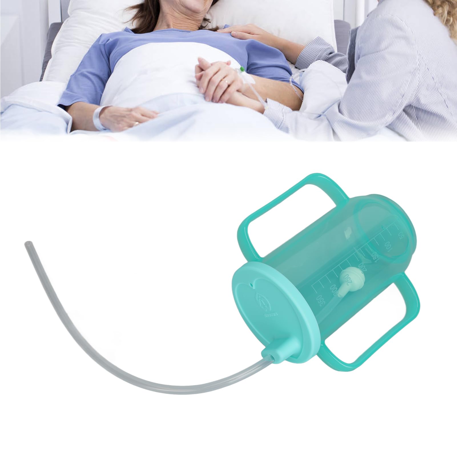 Fyearfly Gobelet De Convalescence pour Adulte, Gobelet d'alimentation De Convalescence Sûr, Résistant Aux Fuites, Résistant à la Chaleur, avec Paille étendue, pour Patients âgés, 350 ML