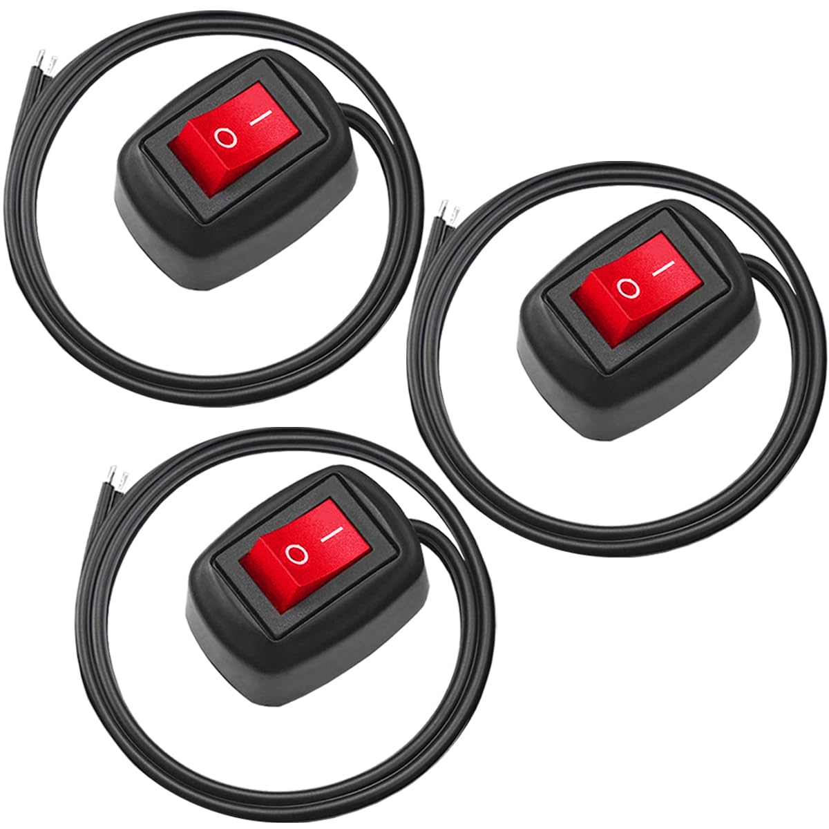 MKBKLLJY 3Pcs Red Paste Type Switch Car Rocker Switch ON/Off Surface Mount DC 12V Push Button Switch led Light Strip Switch 24V 110V 230V 3A 5A 10A