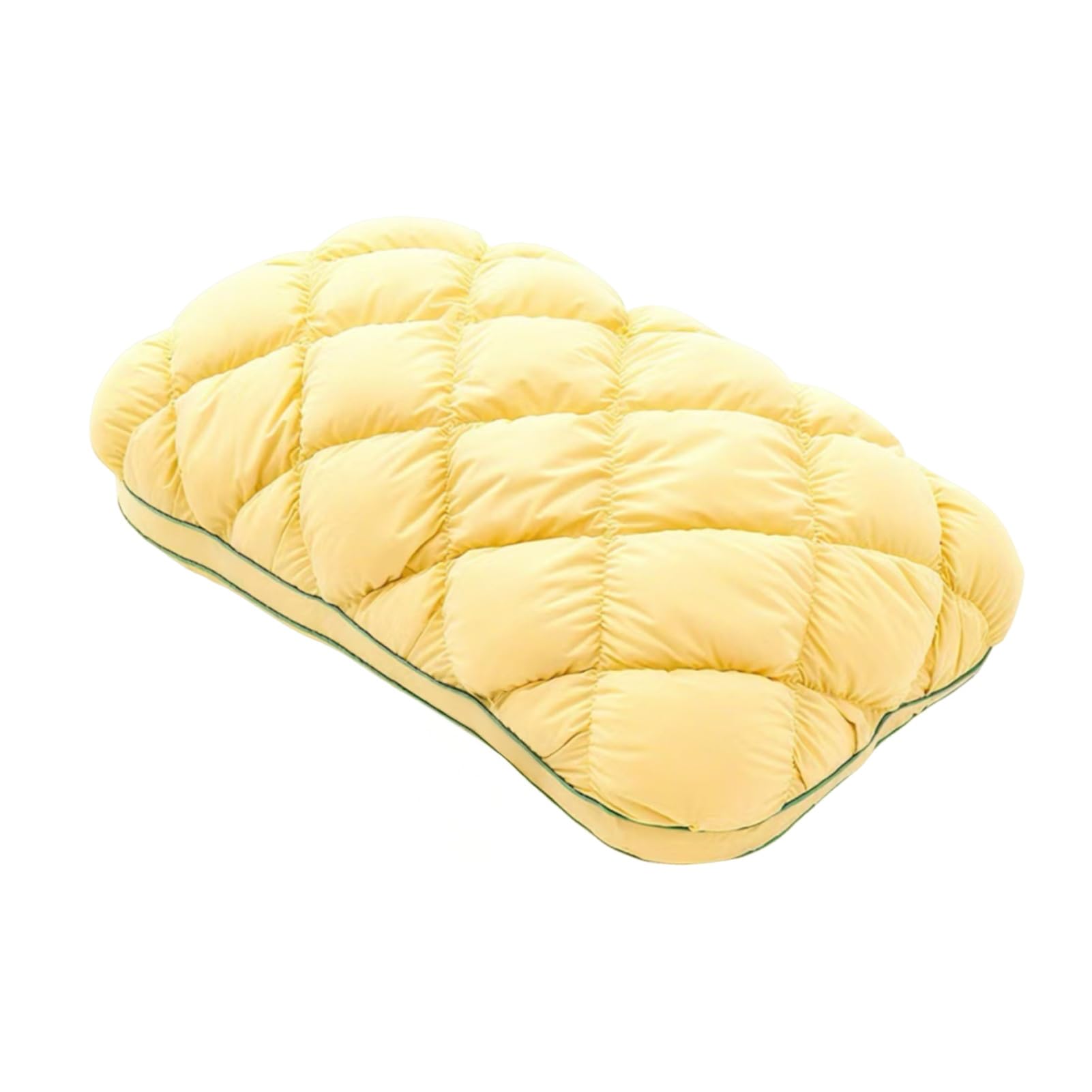 Pineapple Bun Pillow, Fluffy Quilted Bed Pillow for Sleeping, Cooling Marshmallow-Soft with Breathable Fabric, Supportive Cushion for Back Side Stomach Sleepers, Bedroom Dorm Couch Comfort Yellow L