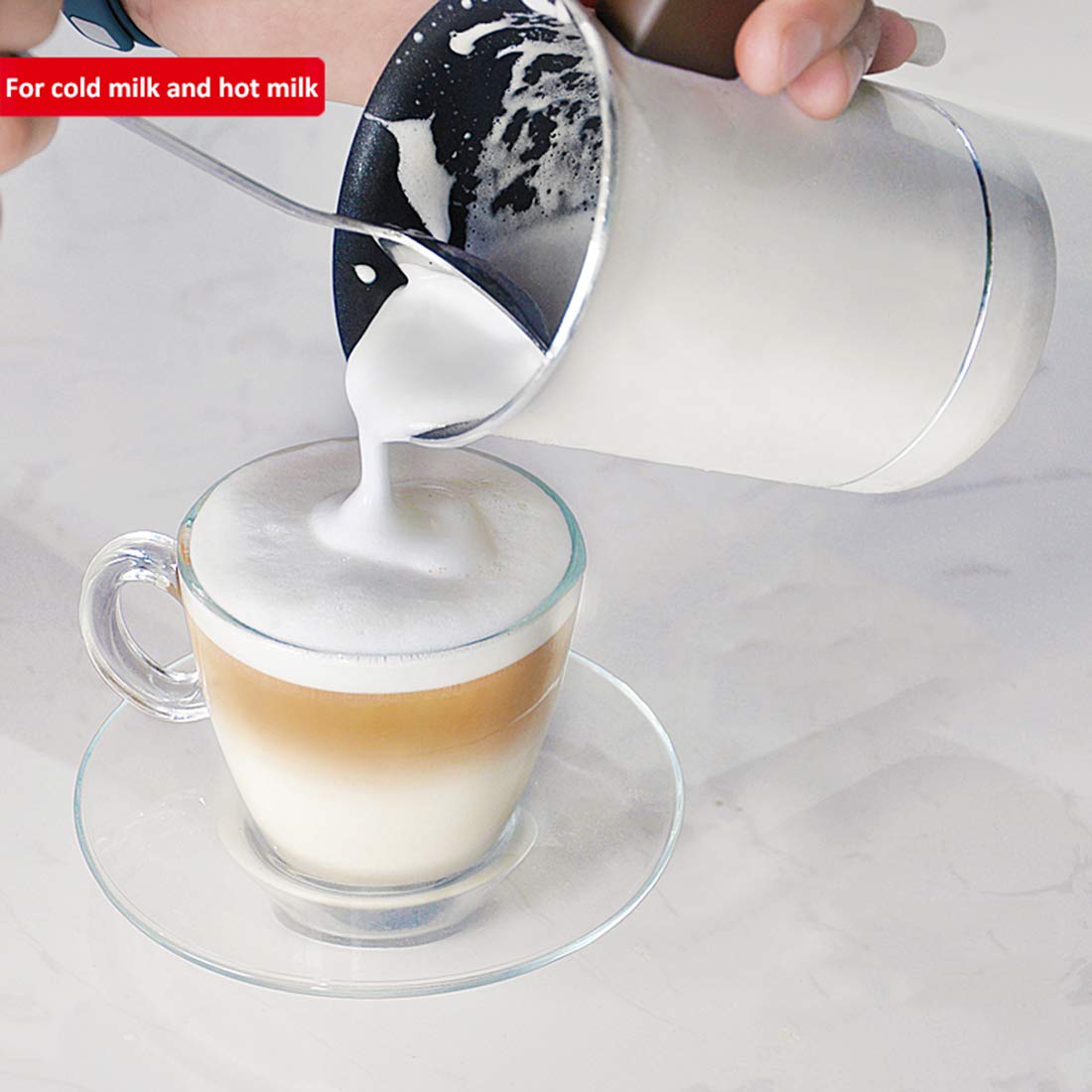 Ręczny spieniacz do mleka, pompka ręczna spieniacz do mleka dzbanki do spieniania mleka DIY fantazyjny krem do kawy pianka mleko śmietanka do cappuccinos kawy latte