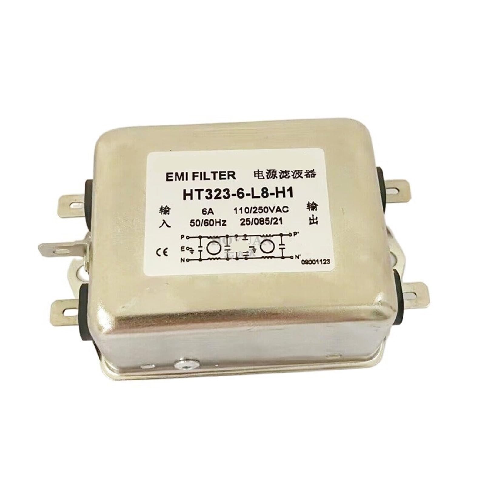 AC Power Filter 220V Anti-Interference HT323-10-L8-H1 Single Phase 6 16A 20A(HT323-6 -L8 -H1 Solder Lug Type)