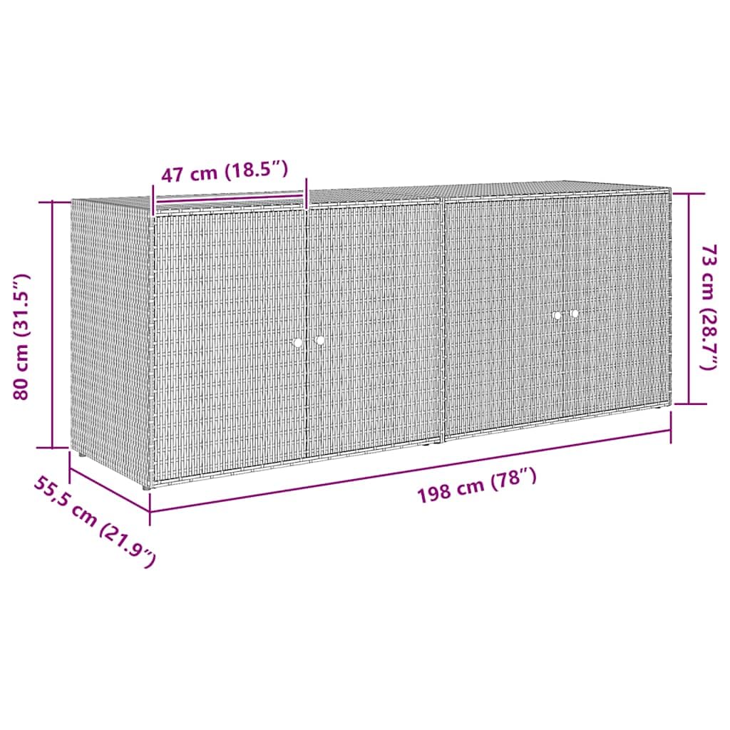 vidaXL Gartenschrank Schwarz 198 x 55,5 x 80 cm Poly Rattan