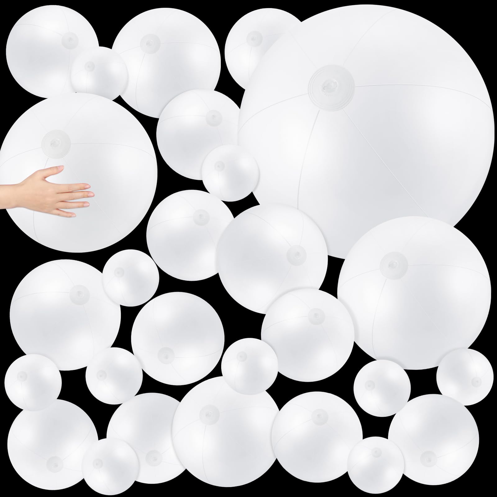 Realspring 36 Pcs Inflatable Beach Balls Bulk 6" 12" 16" 24" 40" Multiple Sizes PVC Summer Swimming Pool Ball for Adults Outdoor Beach Hawaii Water