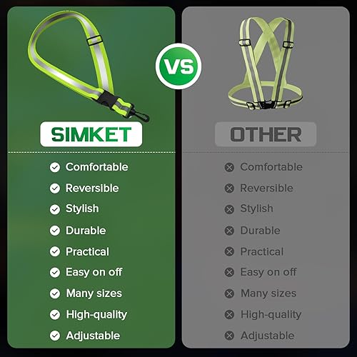 Miniatura 6 de Simket Equipo de correr reflectante, cinturón reflectante de alta visibilidad para senderismo, caminar, ciclismo, banda reflectante militar para