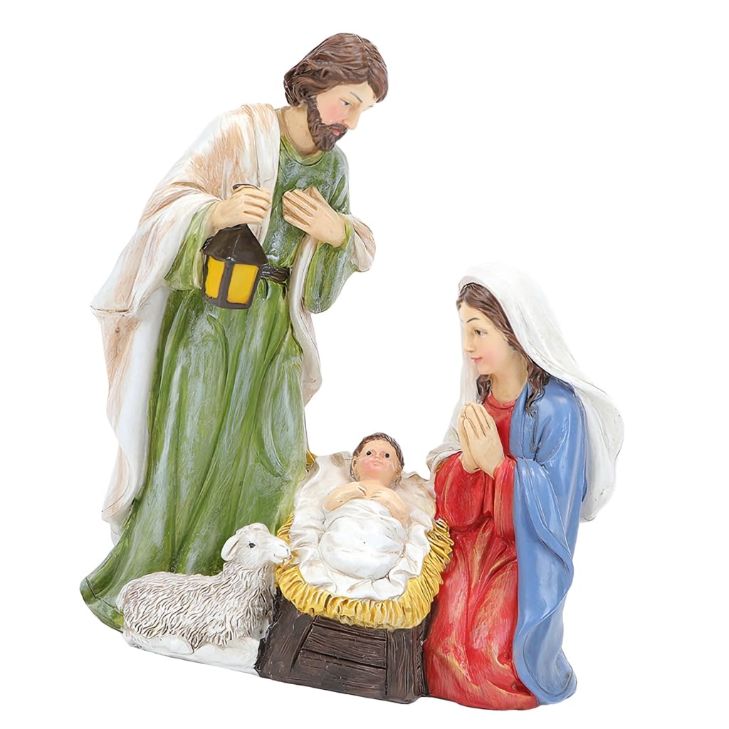 Decorazione natalizia in resina con luce LED e pila a bottone per uso familiare