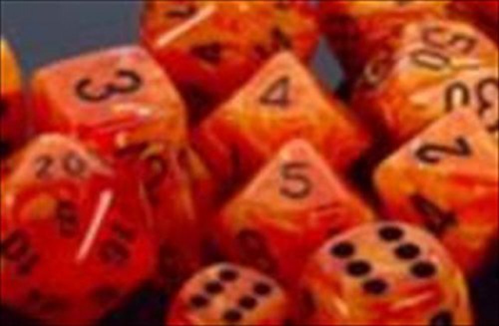 Chessex Manufacturing 27433 Vortex Orange With Black Numbering Dice Set Of 7 by Chessex Manufacturing