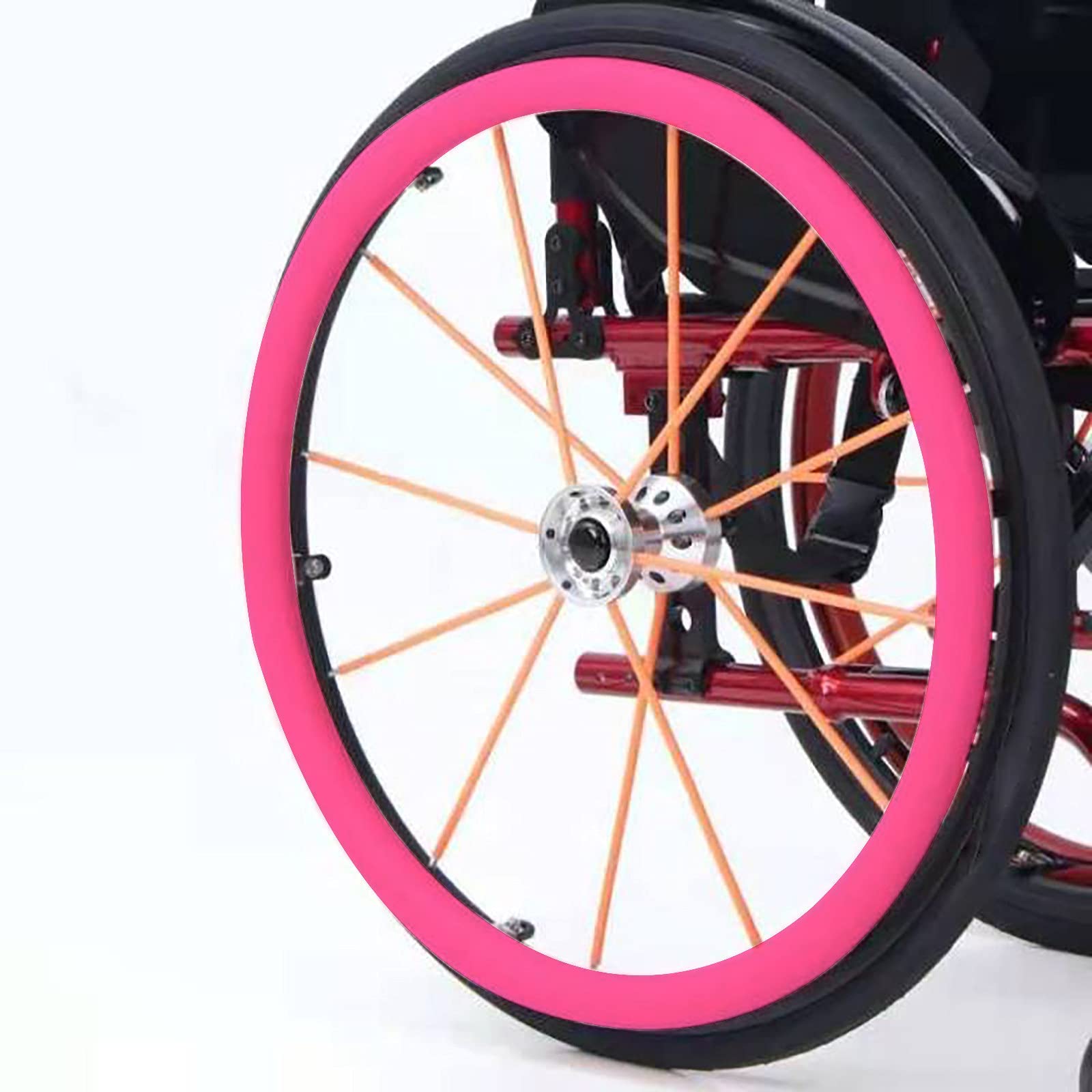 Rollstuhl Greifringe Passend 24-Zoll-Rollstuhl-Greifrandabdeckungen aus Silikon, rutschfeste und verschleißfeste Handschiebeabdeckung, Rollstuhl-Hinterrad, Silikonschlinge, Schutzhülle für Schieberin
