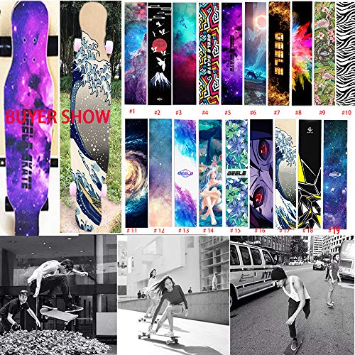 47"X10" Sport Outdoor Electric Skateboard Longboard Dancing Board Old School Board Waterproof Griptape Sheet Sticker Deck Sandpaper (Sea Wave) - Thumbnail 5
