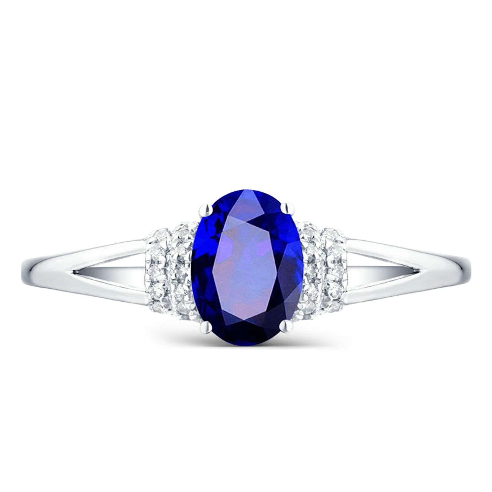 Beydodo Obrączki ślubne 750 białe złoto niebieskie owalne szafir 0,62/0,97/1,36/2,22 ct pierścionek zaręczynowy diament białe złoto dla kobiet e 18 karatów (750) białe złoto, 45 (14,3), colore: 2.22ct, cod. TLLWGZ2743