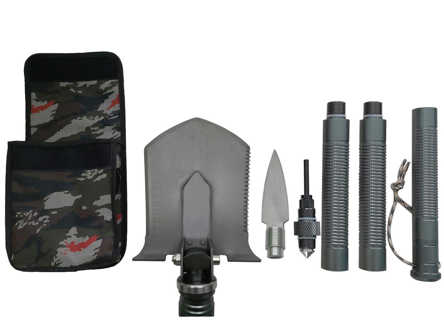 ShiShang Military Portable Folding Shovel for Comping Hiking,Off Road,Gardening,Survival Shovel with Tactical Pack (960, Grey)