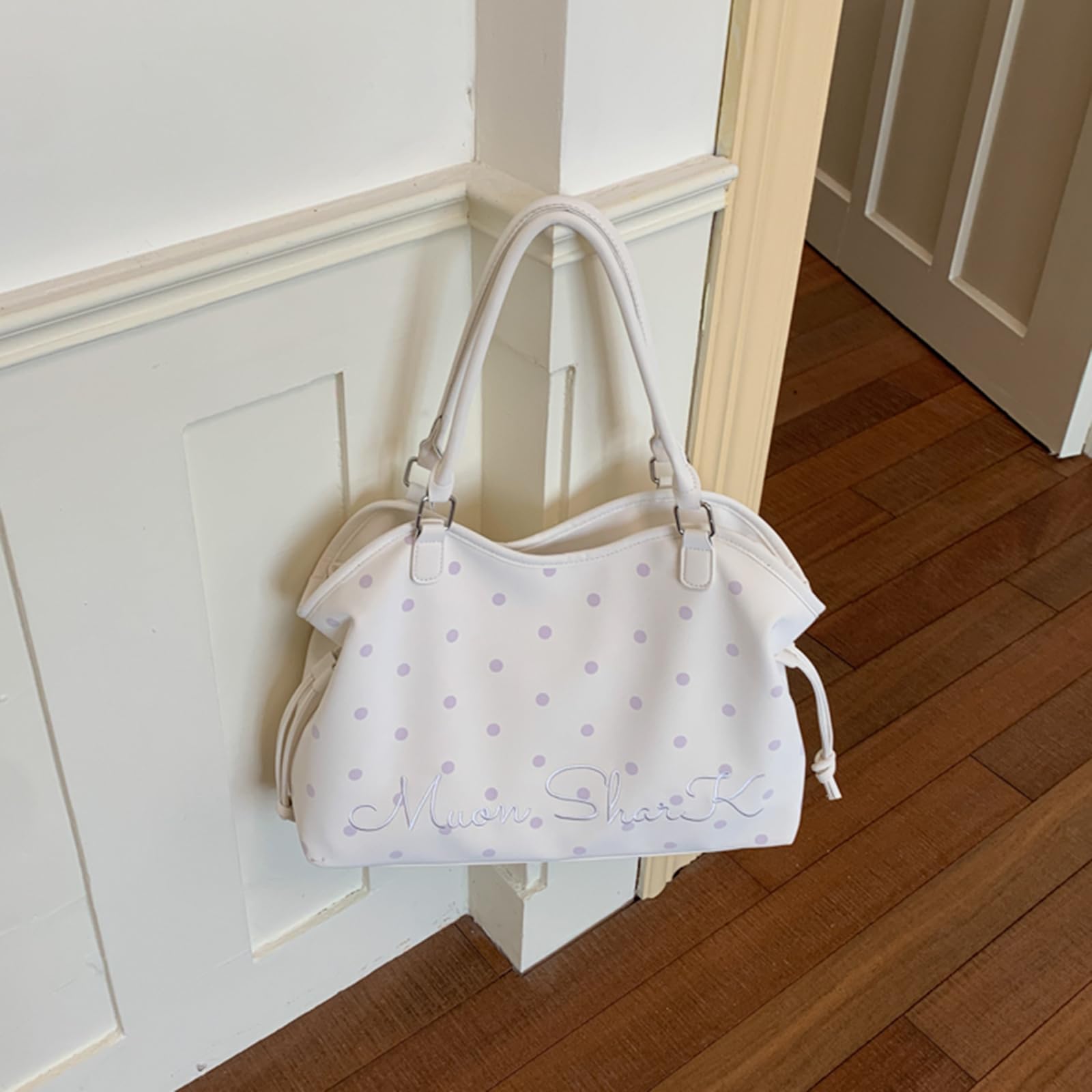 Bolso de mano de piel sintética con lunares para mujer, bolso de hombro multicolor, gran capacidad, casual, para el trabajo y ocio