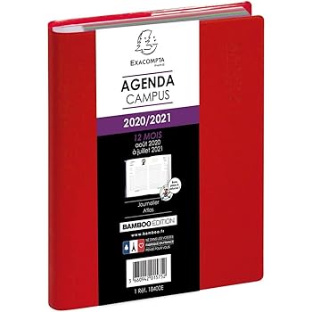 Exacompta Forum Campus 184005e Agenda Journalier Broche Aout 2020 A Juillet 2021 Couverture Amovible En Matiere Au Toucher Gomme 12 Cm X 17 Cm Coloris Rouge Amazon Fr Fournitures De Bureau