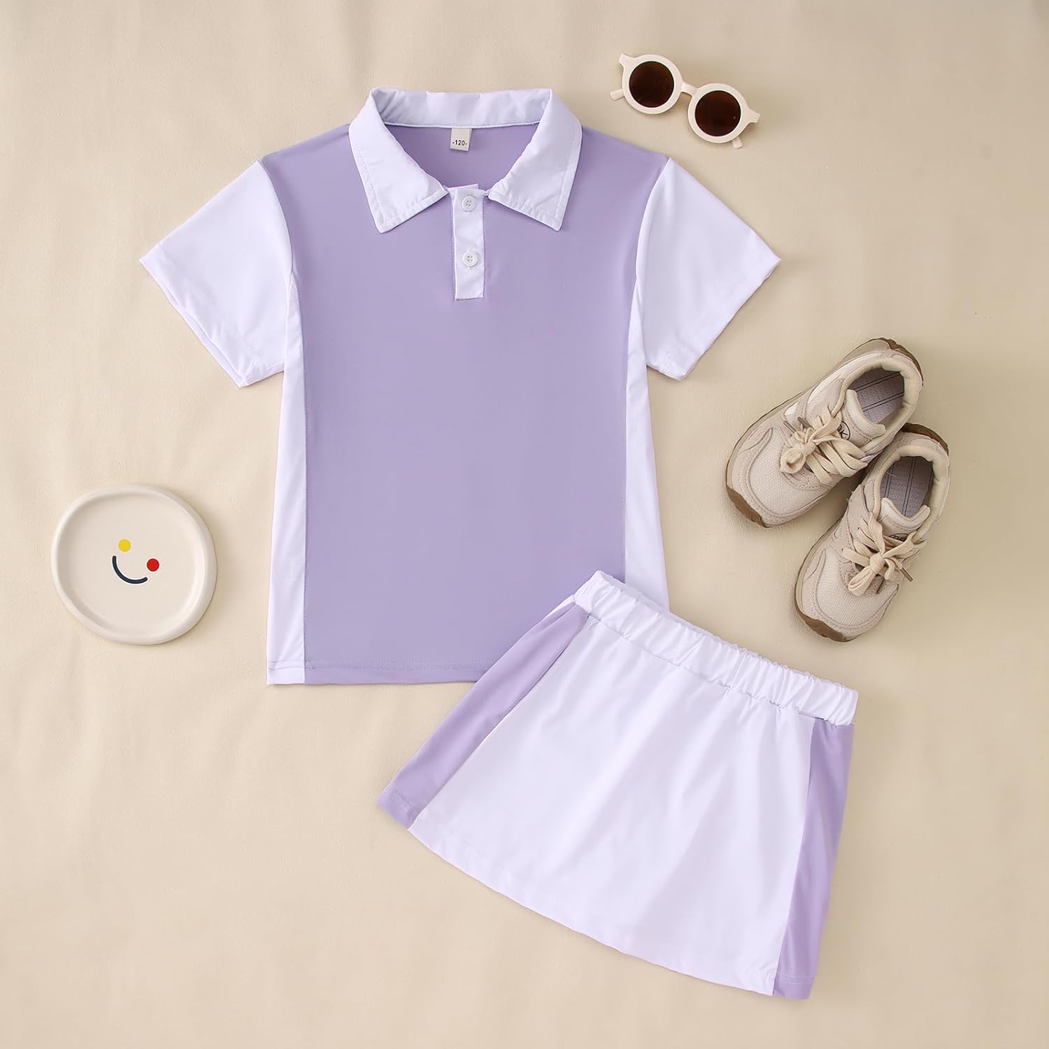 CM C&M WODRO Girls Tennis Dress Golf Outfit Short Sleeve Polo Shirt and Skorts Sets Kids Athletic Top Sport Skirt with Shorts - Image 4