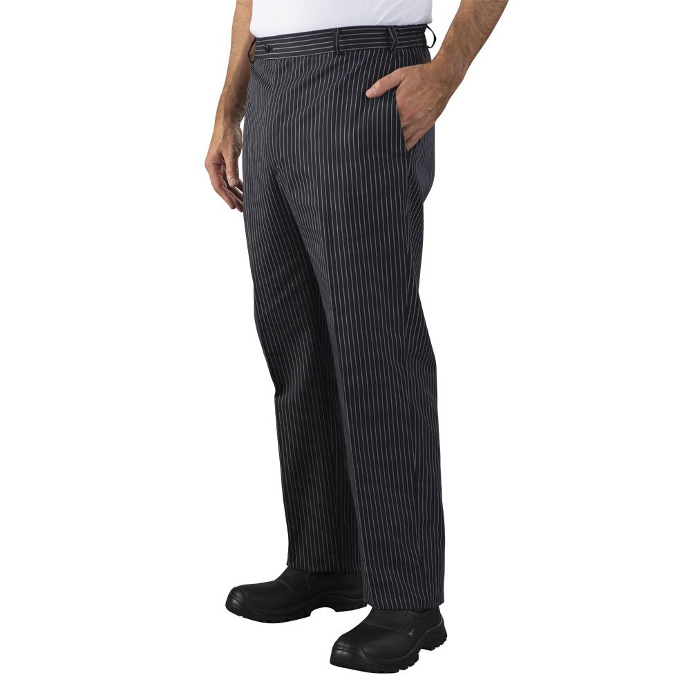 Hurry Jump Label Blouse Pantalon de Cuisine 4 Poches avec Tailles élastiquée sur coté Sergé 210 gramme Couleurs Blanc Noir Taille élastiquée Lavage Machine 90 degrés ou Industriel