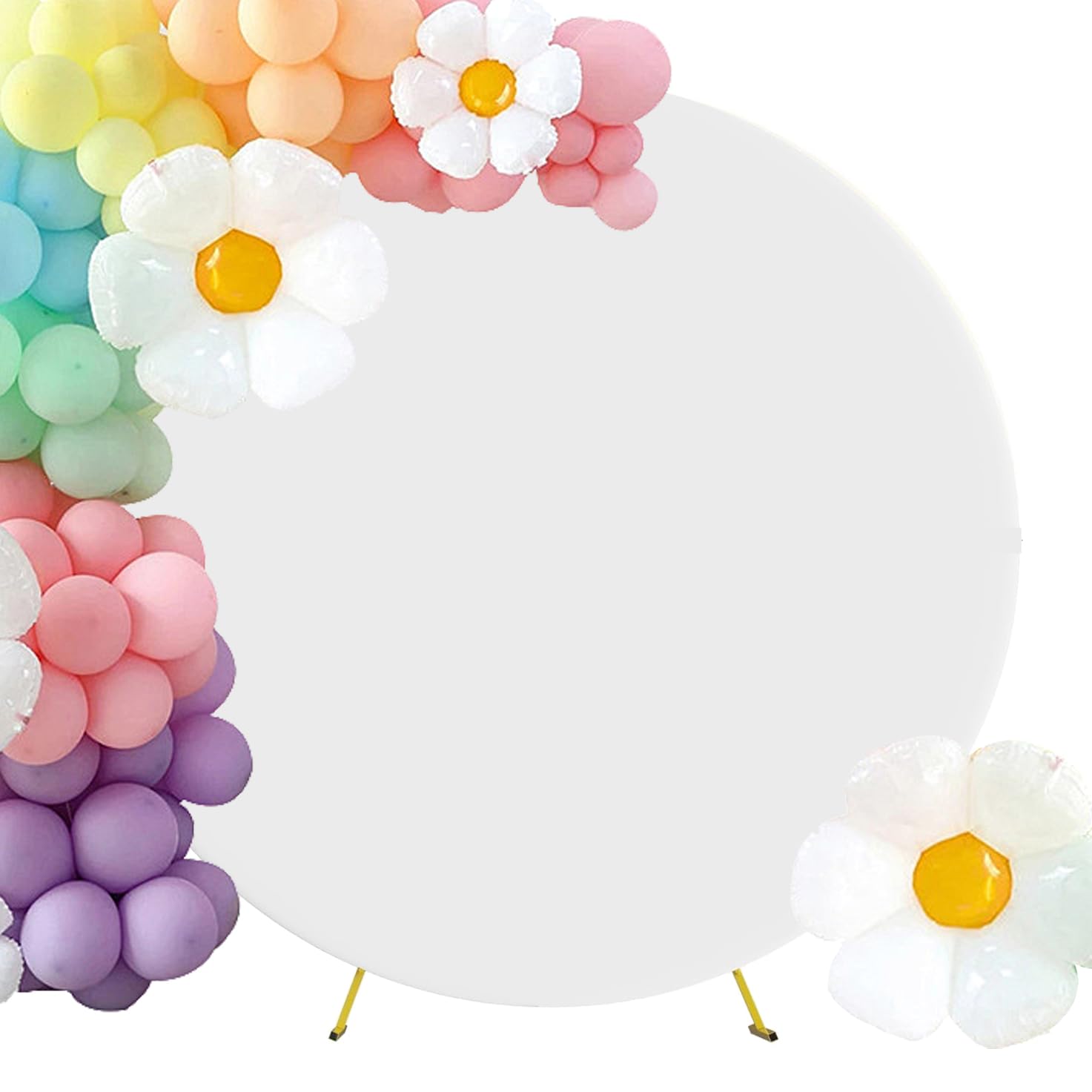 Maiangel 6.6FT Round Arch Backdrop Cover Spandex Fitted Stretchy Arch Stand Covers with Buckles Arch Covers for Circle Stand Balloon Wedding Party