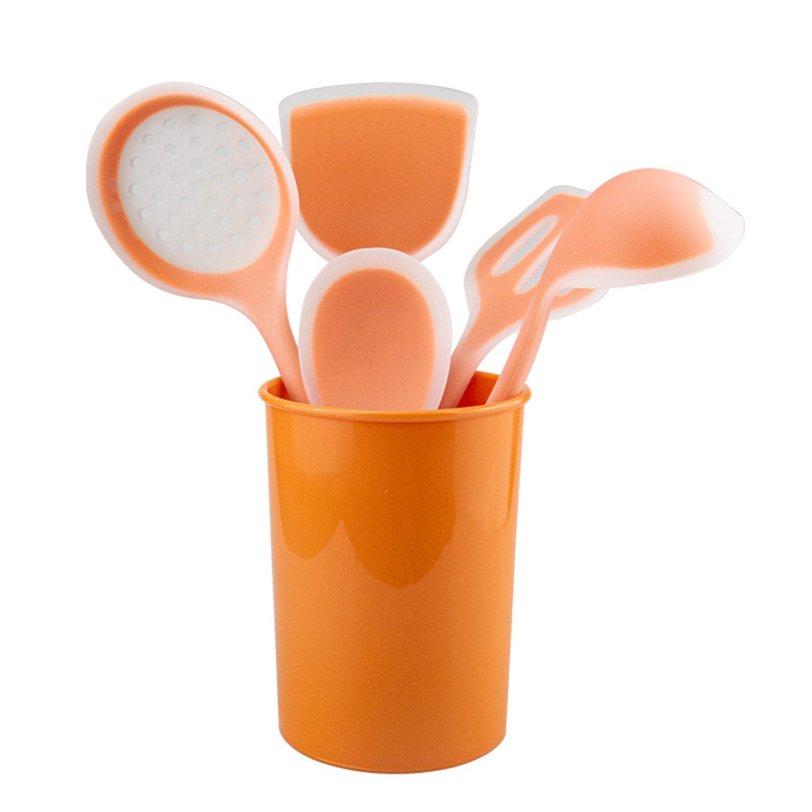 YYDS Koch Utensilien Küche Kochen Utensilien Set mit Halter - Kieselgel Küche Ware 6 Stück Haushaltsküche Utensilien Set Kochzubehör (Color : Orange)