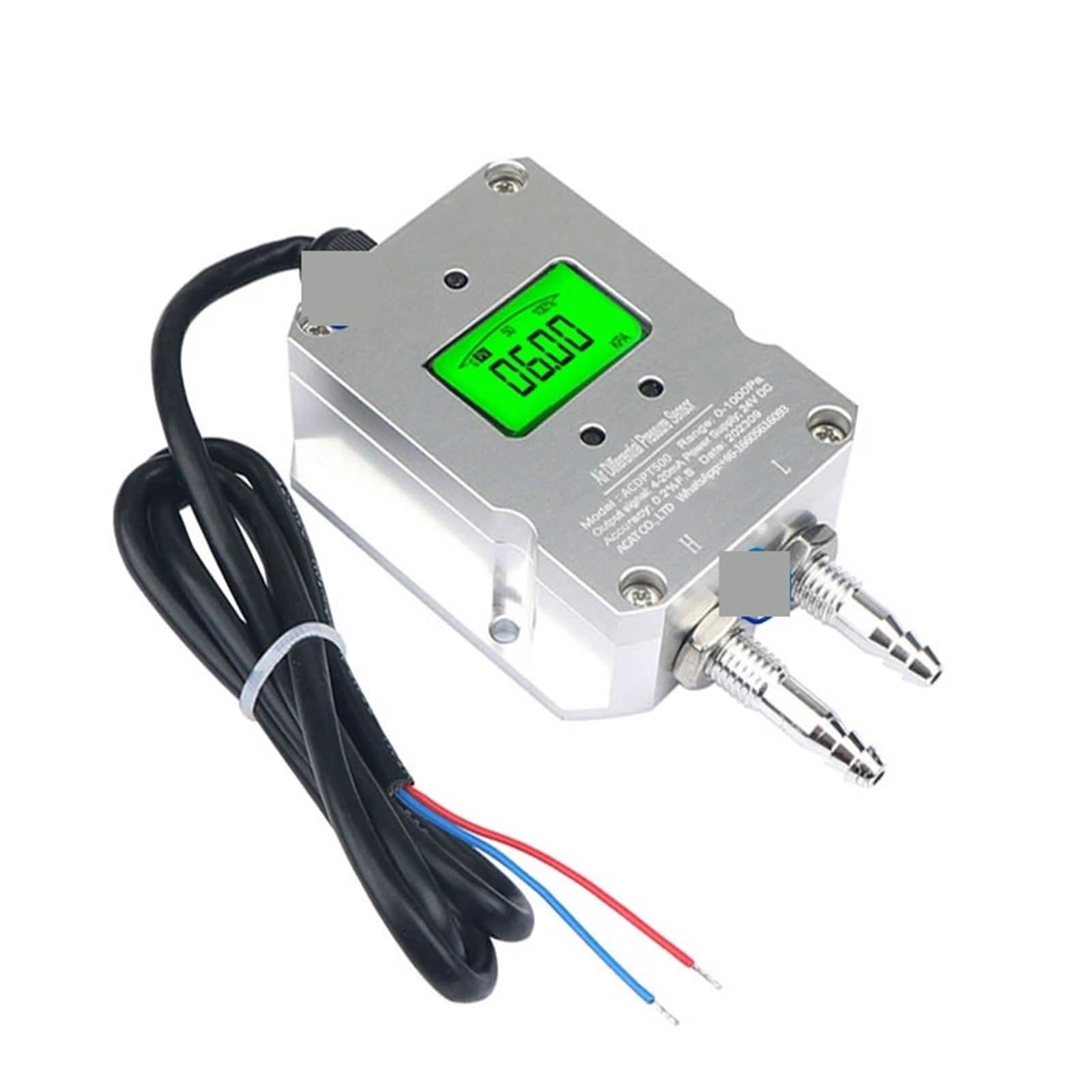Transmisor digital de presión diferencial viento con sensor aire LCD 4-20 mA y gas Alta precisión(0-10KPa)