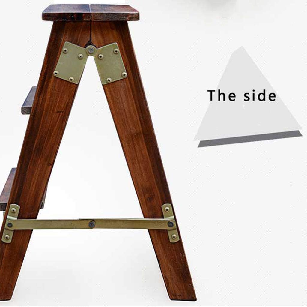 Step Stool,2 in 1 Lightweight Folding Portable Multifunctionalfolding Step Stool,3-Step Ladder Stool Wood (B)
