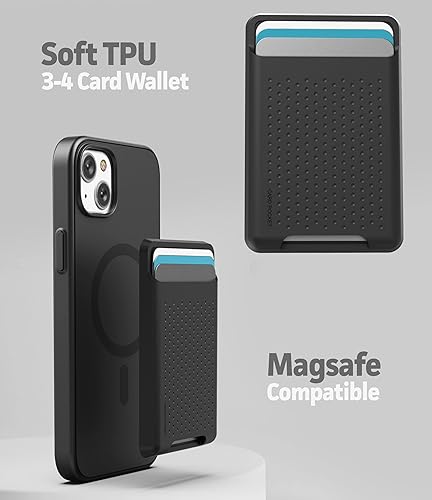 Miniatura 5 de Encased Juego de funda 3 en 1 para iPhone 14 Plus con tarjetero y protector de pantalla (compatible con MagSafe), color negro