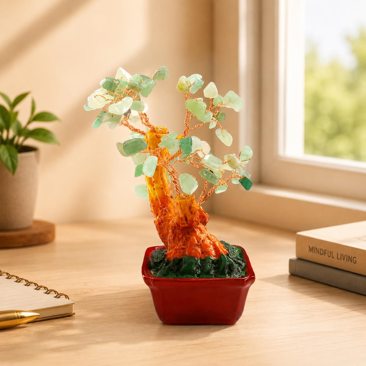 KABIR WORLD Gemstone Tree Sculpture Amethyst Leaves Crystal Bonsai for Home Decor Feng Shui Balance 2