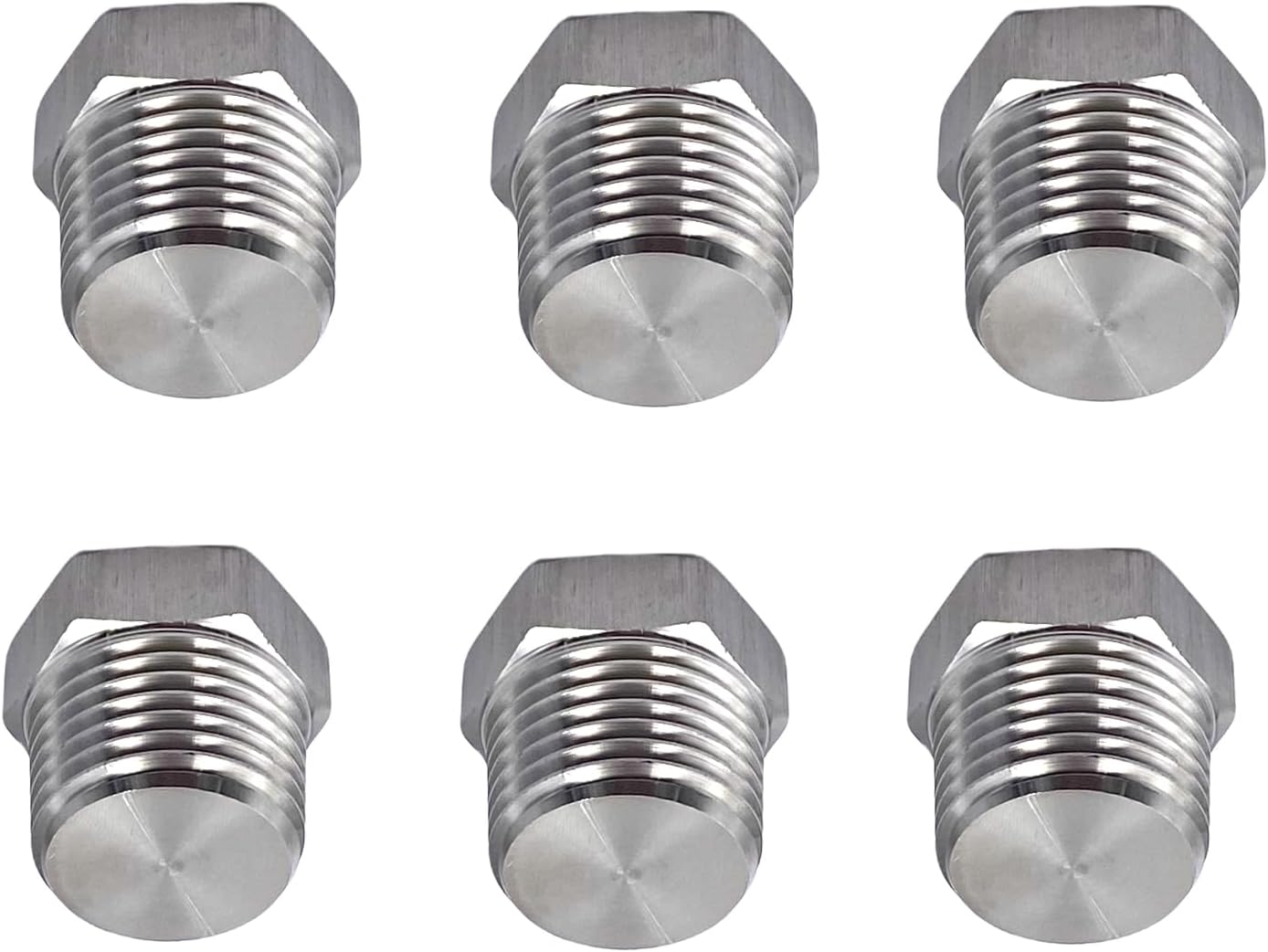6 Pcs 304 Stainless Steel 1/2" NPT Male Pipe Plug Outer Hex Thread Socket Fitting for Blocking Off Intake Manifold Water/Pump Ports,Oil Sender Holes and Engine Block