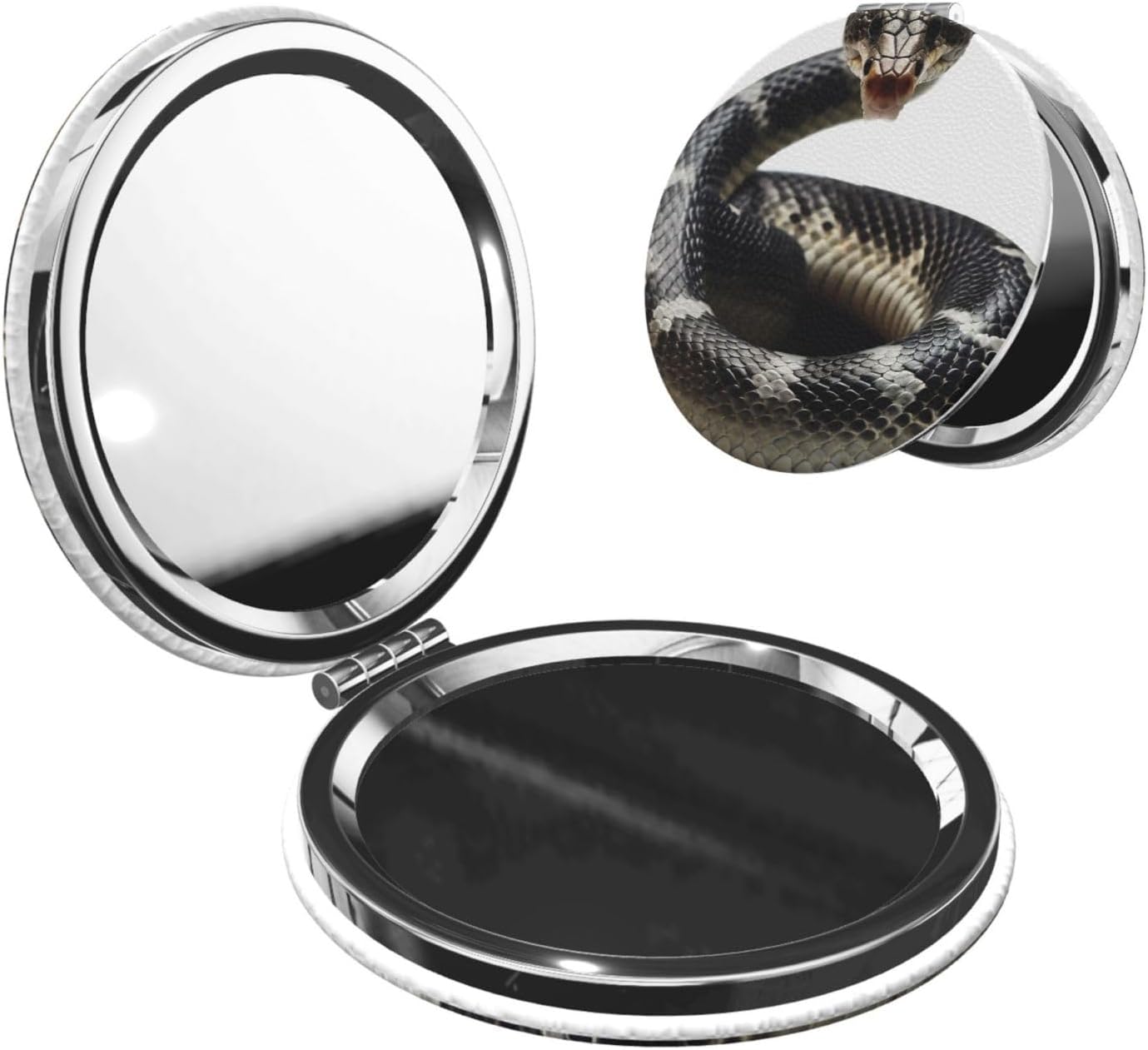 Cobra Snake Compact Mirror Small Travel Makeup Mirror 2X 1x Magnification Portable Folding Mirror Lightweight Metal Cosmetic Pocket Mirror for Women Gifts