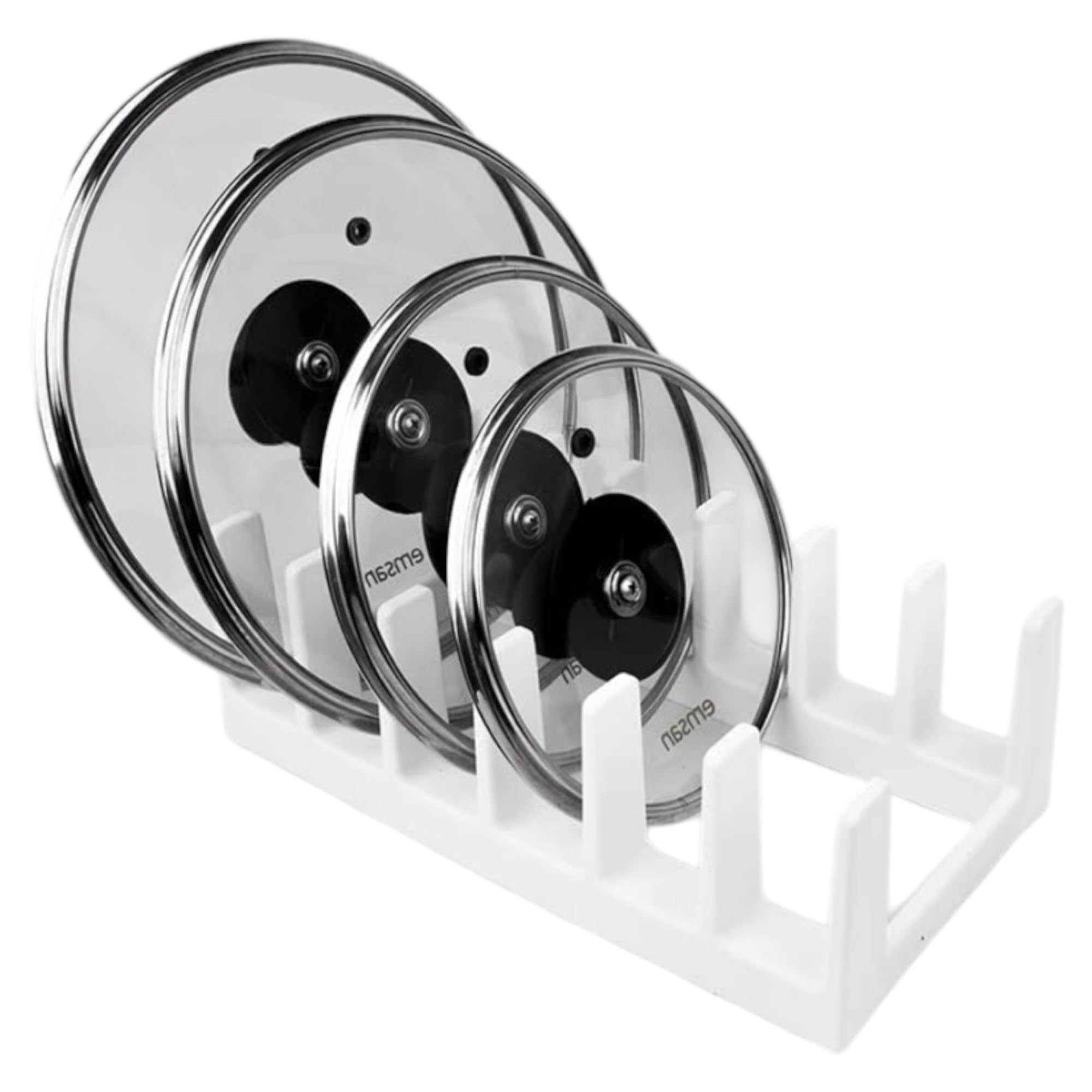 Topfdeckelhalter – Platzsparender Deckelhalter für bis zu 6 Deckel & Pfannen | Perfekte Küchenorganisation für Schubladen & Arbeitsplatten (Weiss)