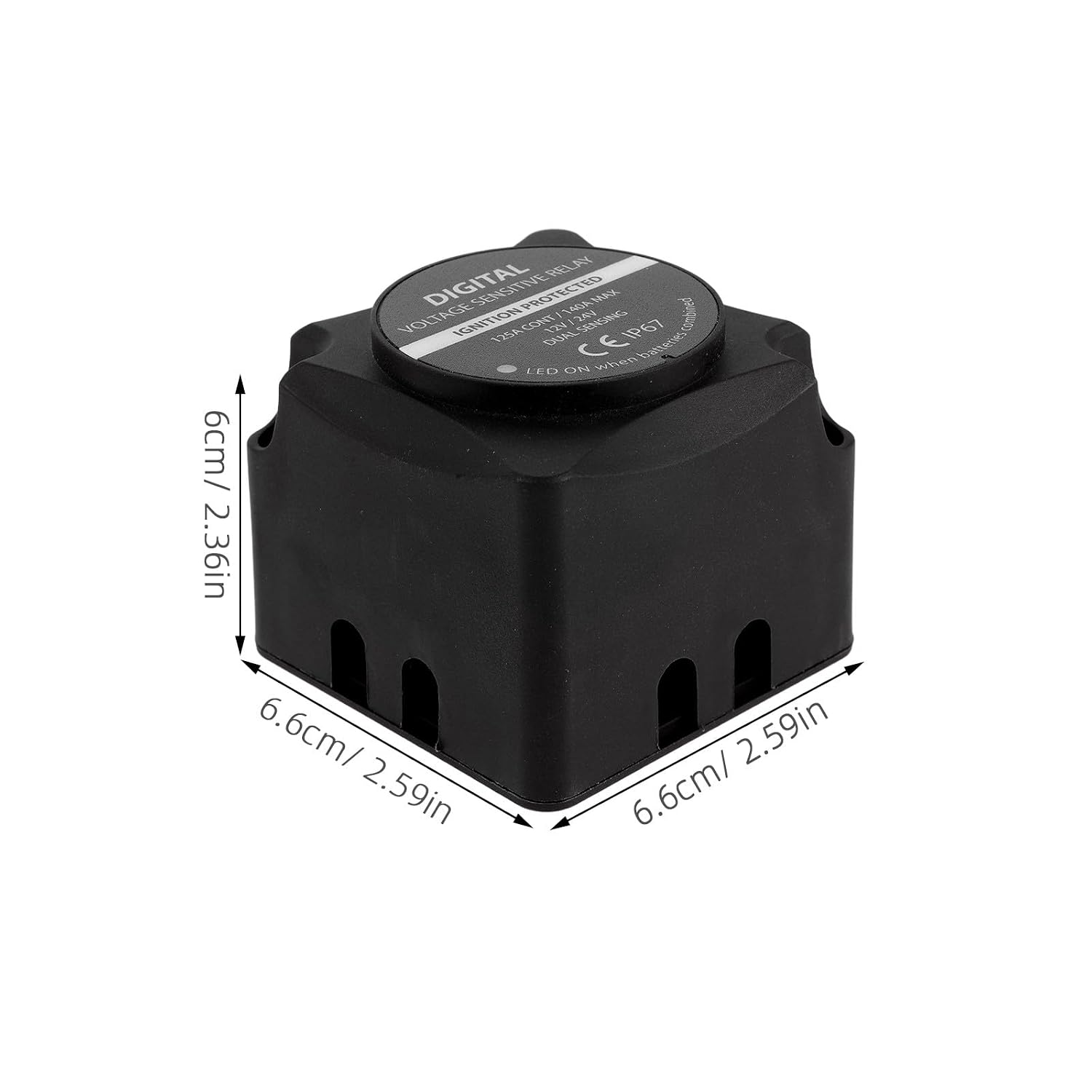 Smart Battery Isolator Relay - Truck Dual Battery Isolator Kit Electronic Isolation Switch for Automotive RV Boat Audio System Black
