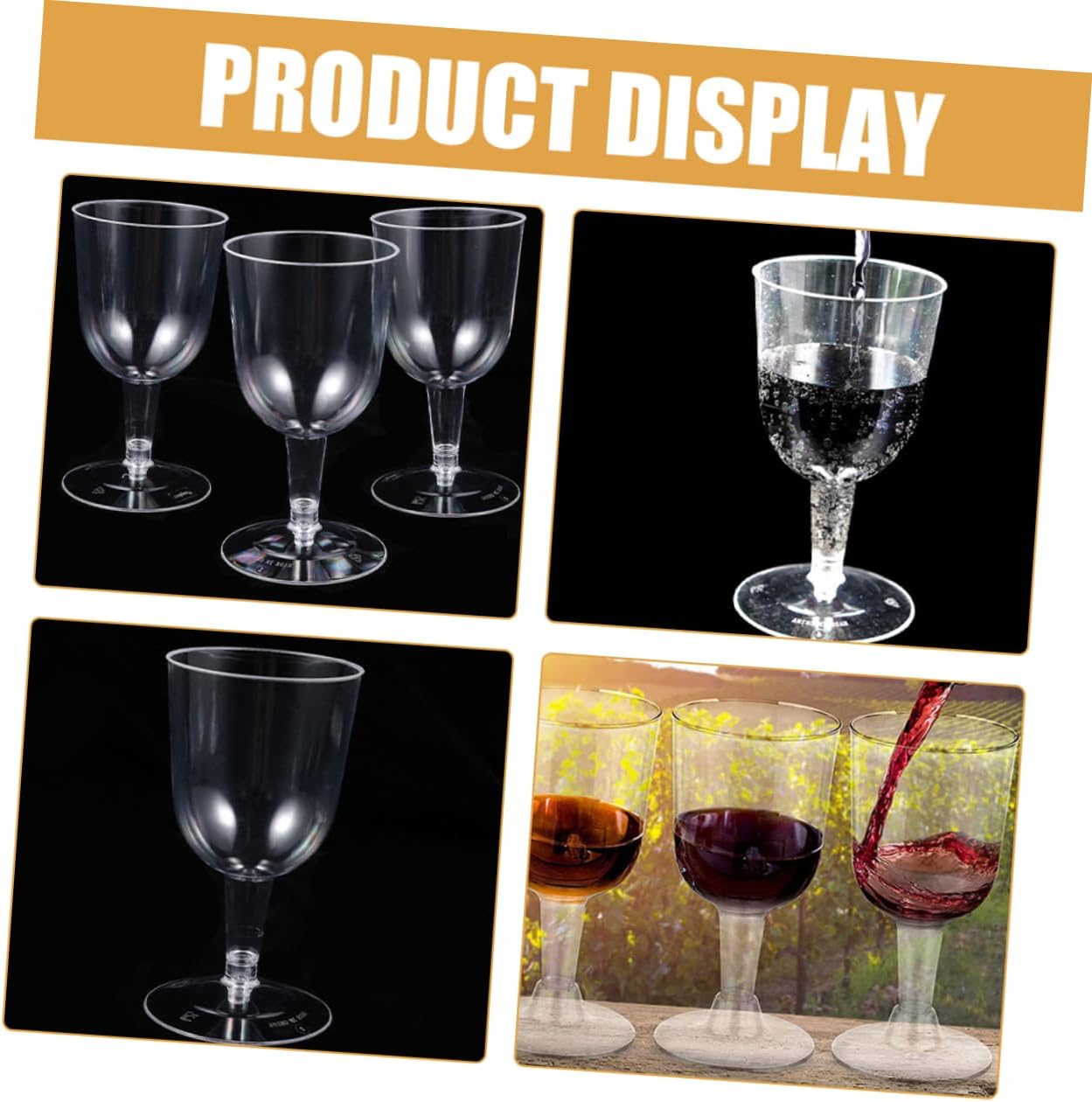 48pcs Elegant Plastic Wine Goblets for Parties Wedding Home Outdoor Bar Restaurant