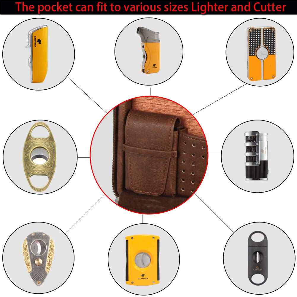 Scatole per sigari, umidificatori, Scatola per sigari, Custodia per sigari da Viaggio Portatile con umidificatore, Contiene 4 sigari, Chiusura con Cerniera, Scatola Regalo con Custodia/Nero/a