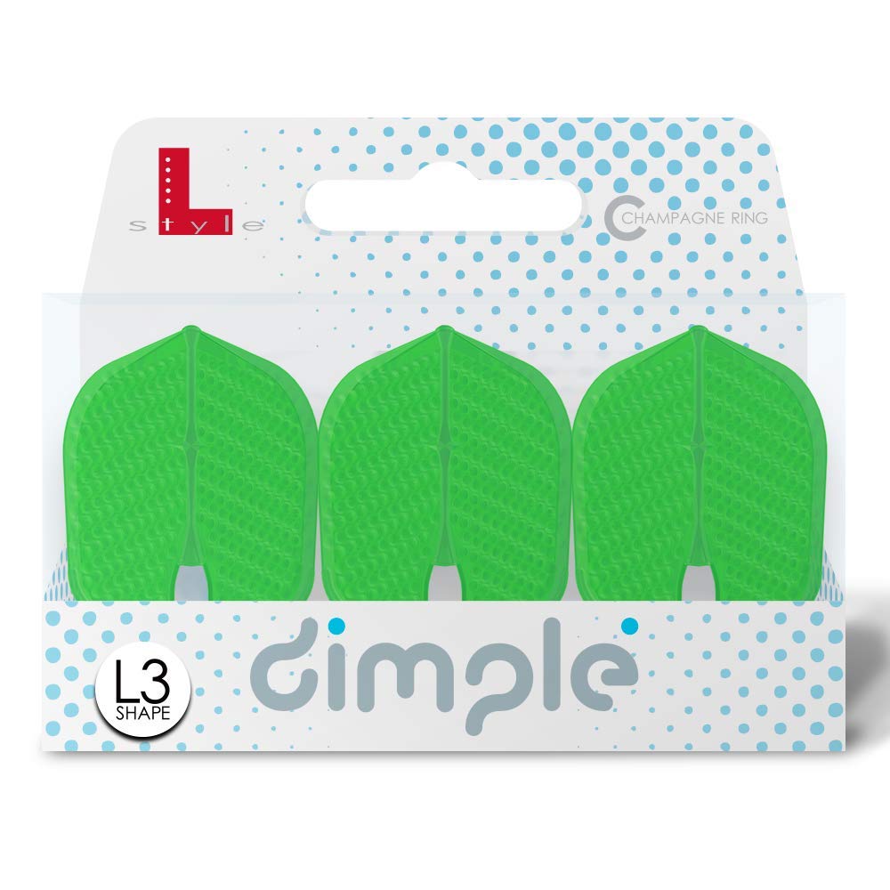 Lstyle dart flights - l3 pro dimple small standard shape: molded, plastic and lightweight set -lime green