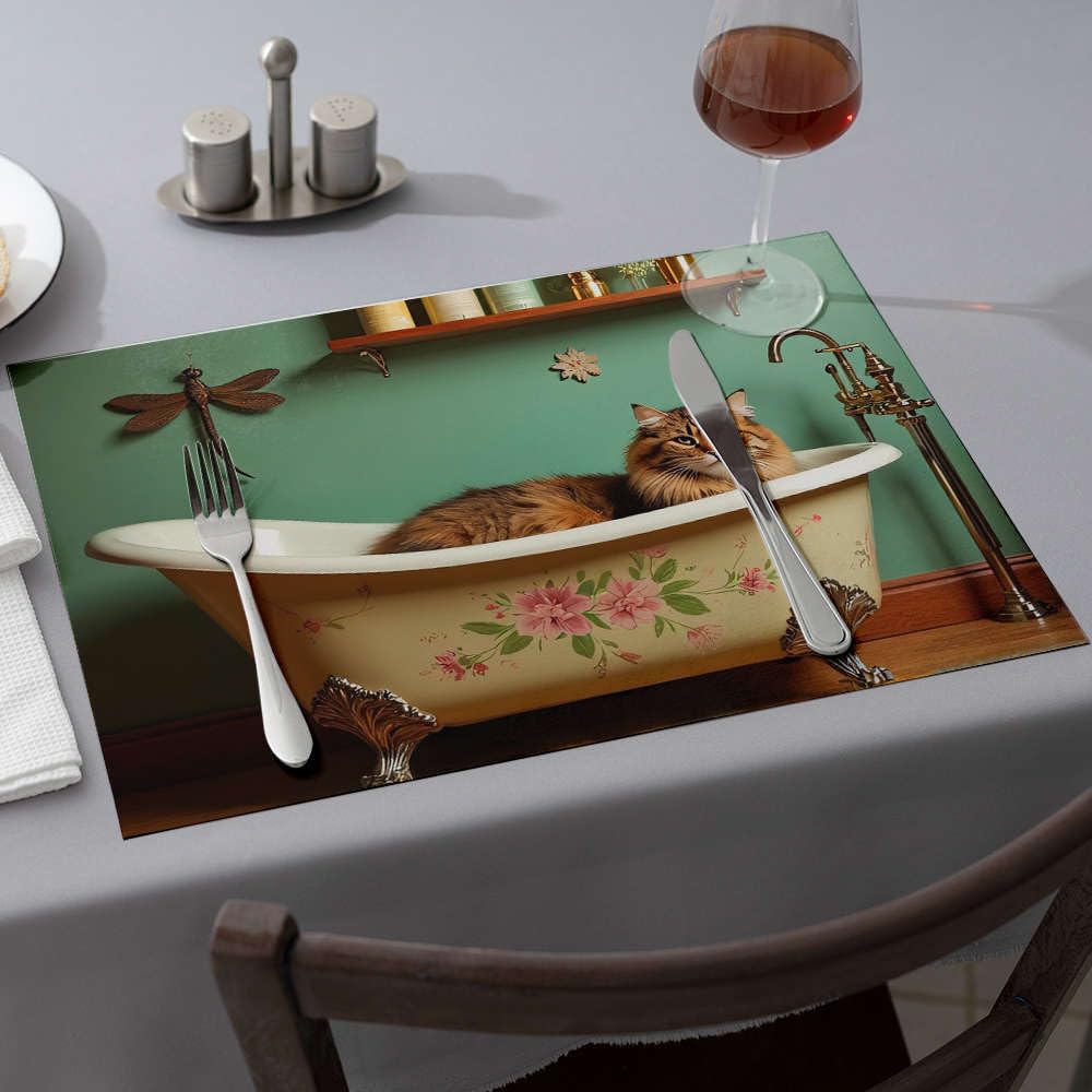 Set de table de printemps lavable pour protéger le bois des rayures, style champêtre floral