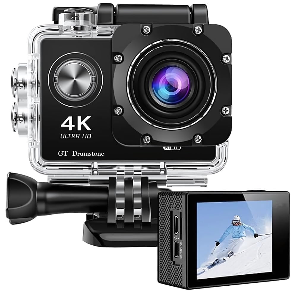 Drumstone 𝟏𝟓 𝐘𝐞𝐚𝐫𝐬 𝐖𝐚𝐫𝐫𝐚𝐧𝐭𝐲 New Launch 4K 30fps Action Camera with 170 Degree Wide Angle, 16 MP Image Resolution CMOS Sensor, WiFi, 30M Water Resistant for Bike Rider's/Stunt Recorder-picture-30