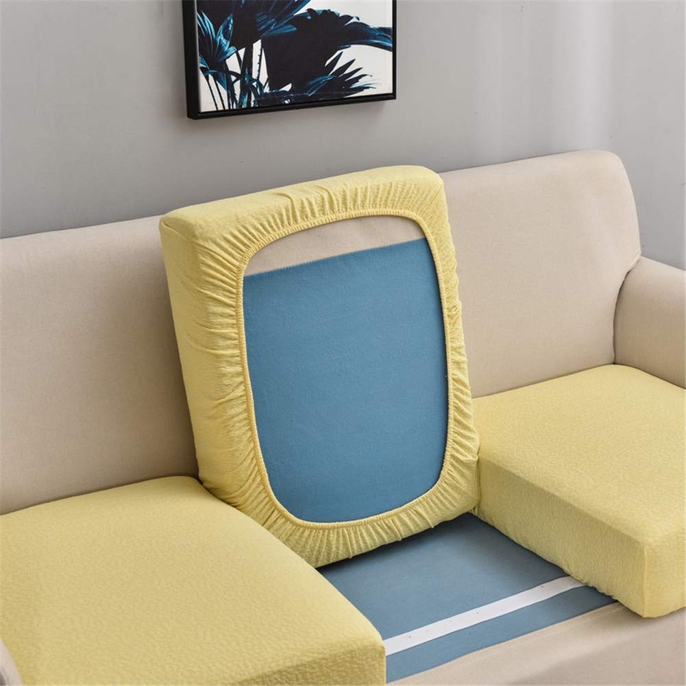 Sofa Seat Cushion Covers Waterproof, Sofa Cushion Slipcovers Replacement, Couch Cushion Covers Thick Stretch for Individual Cushions (Yellow,2-Seater)