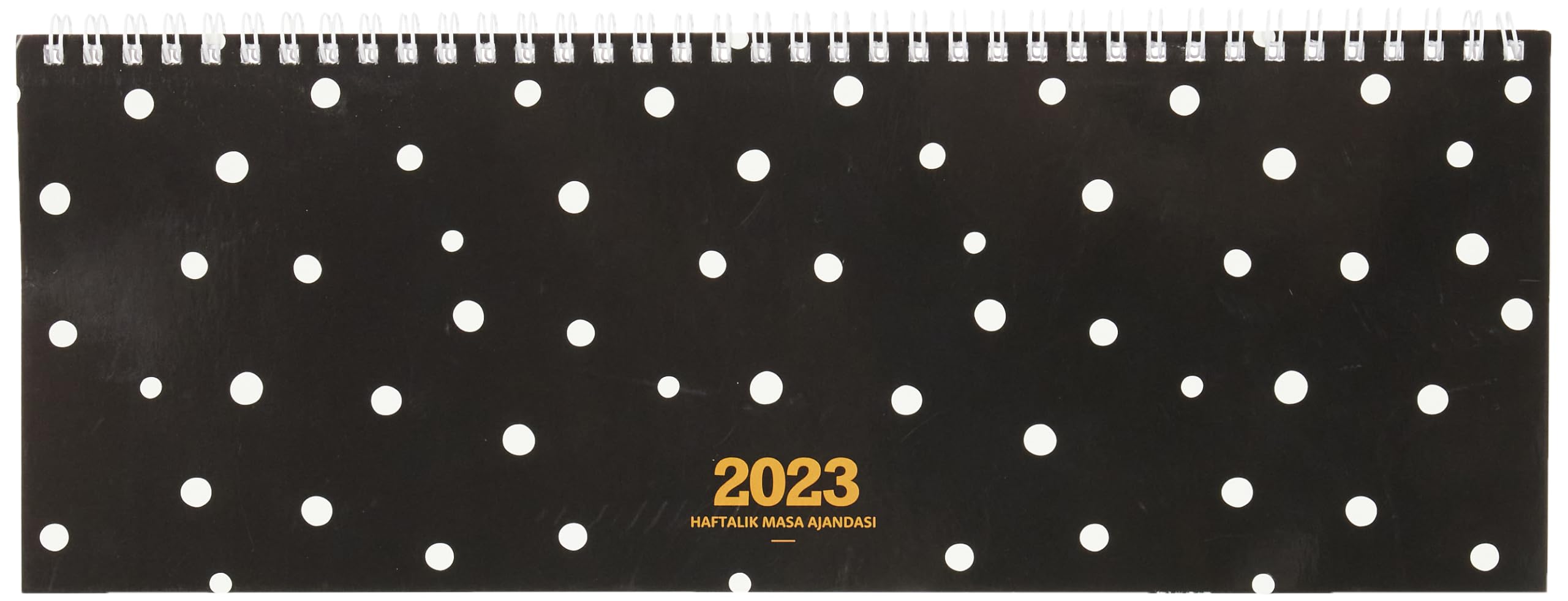 Keskin Color 2023 AJ-65 12x33,5 Haftalık Masa Ajandası, Siyah Puantiye