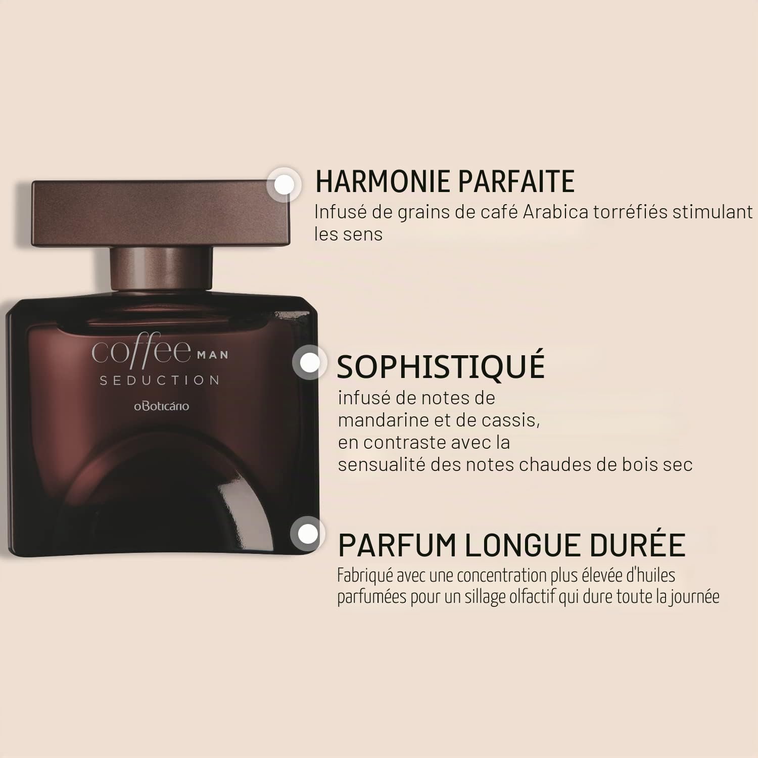 O Boticário Coffee Man Seduction Parfum pour homme 100 ml | Eau de toilette Cologne Parfum boisé Gourmand Oriental Bergamotay Patchouli